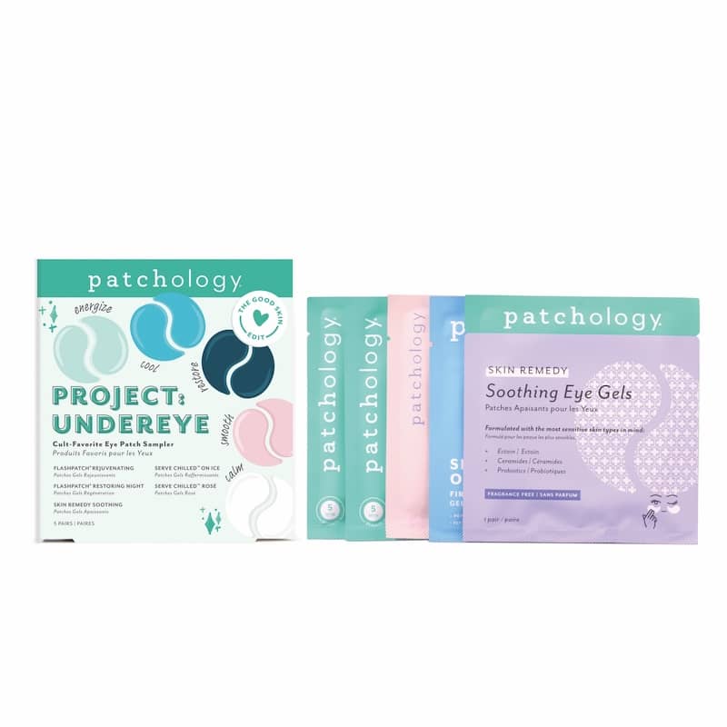 Patchology Project Under Eye kit with assorted eye gel patches and Skin Remedy Soothing Eye Gels, multi-treatment set for hydrating, calming, and revitalizing under-eyes