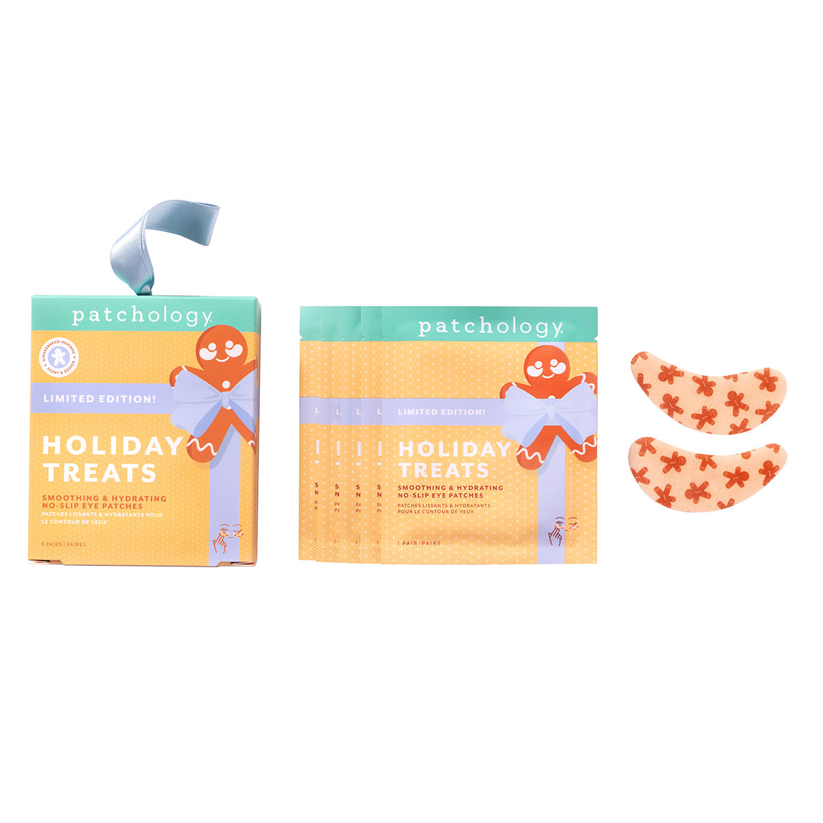 Patchology holiday treats eye patches with gingerbreadmen and light scent for the holidays