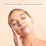instant soothing for sensitive under-eyes woman wearing eye patches sensitive skincare
