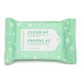 Green packaging of Patchology facial cleansing wipes with text on a white background