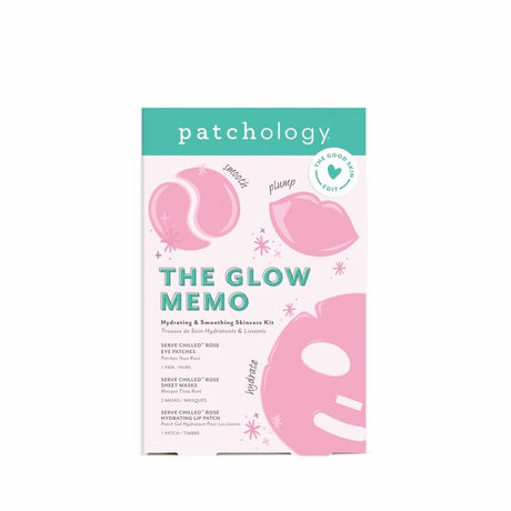 The Glow Memo skincare kit packaging on a white background