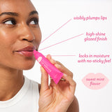 visibly plumps lips high-shine glazed finish locks in moisture with no stick feel sweet minty flavor